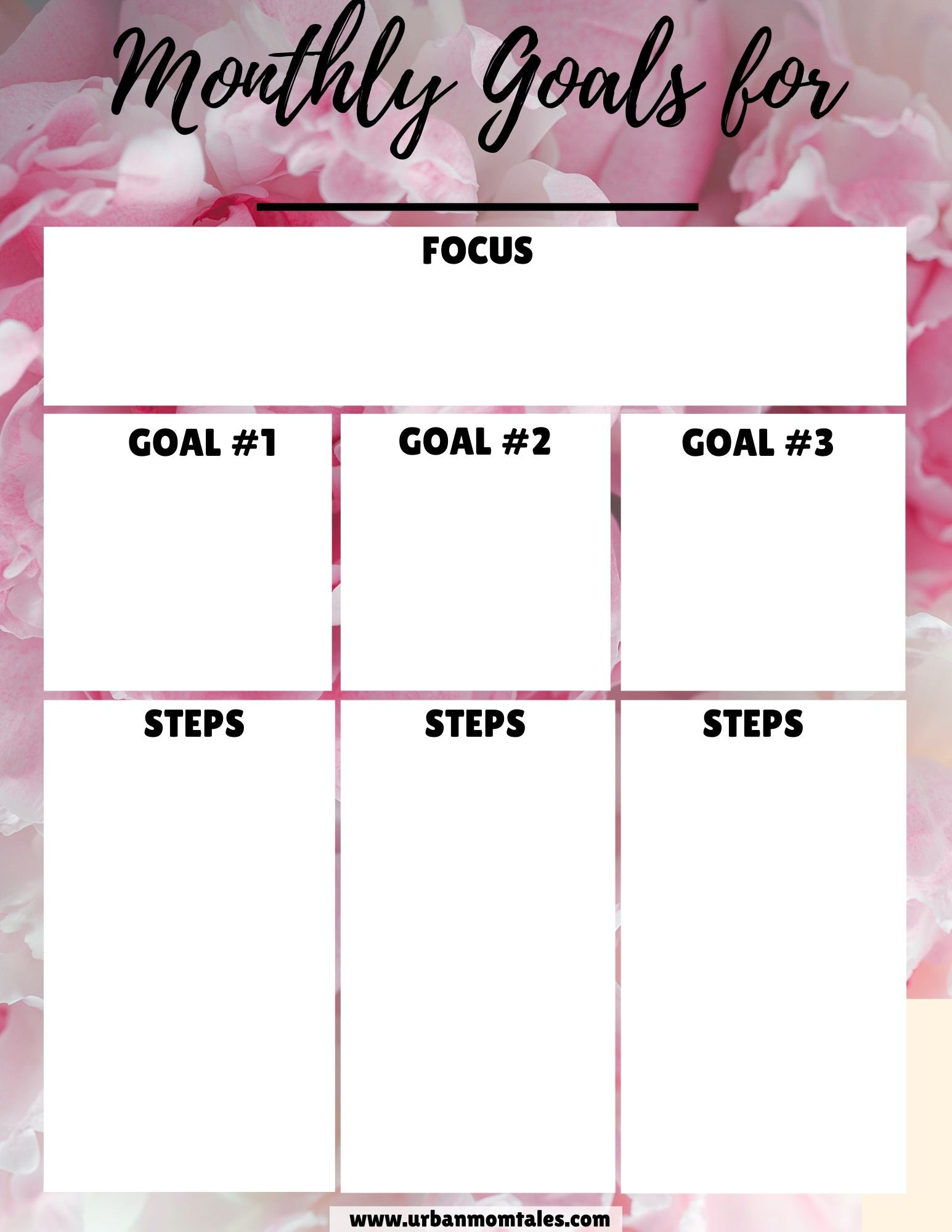 Monthly Goal Setting Sheet